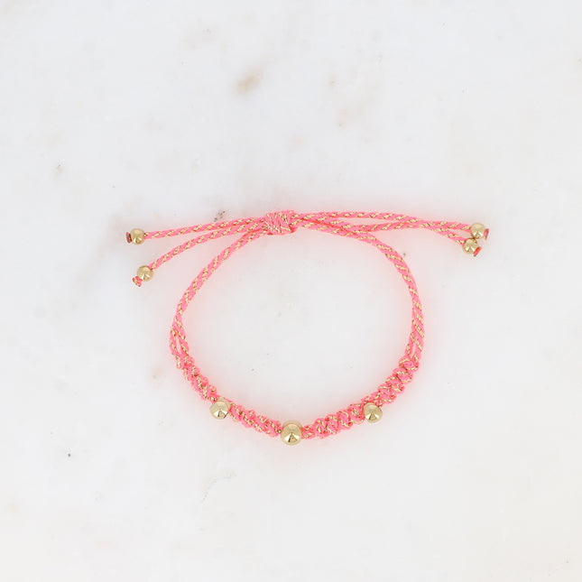 Bracelet coulissant sur cordon - motif tressé et perles en acier