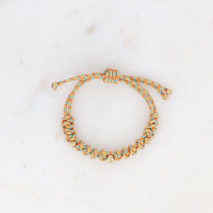 Bracelet coulissant sur cordon - motif tressé et perles en acier