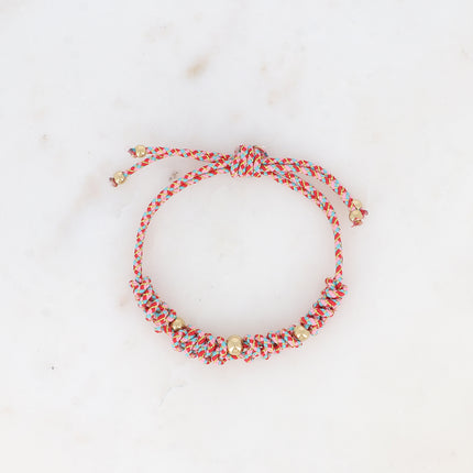 Bracelet coulissant sur cordon - motif tressé et perles en acier