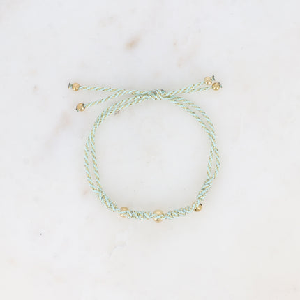 Bracelet coulissant sur cordon - motif tressé et perles en acier