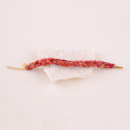 Bracelet sur tissu - tressage avec chaîne