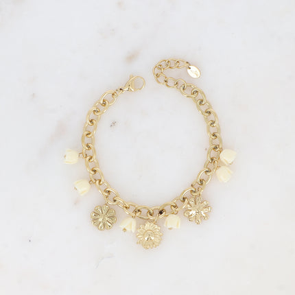 Bracelet - breloques de roses florales en acétate