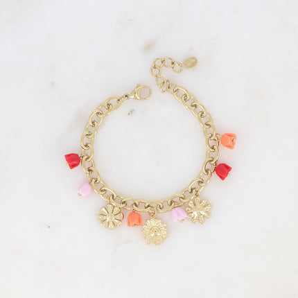 Bracelet - breloques de roses florales en acétate