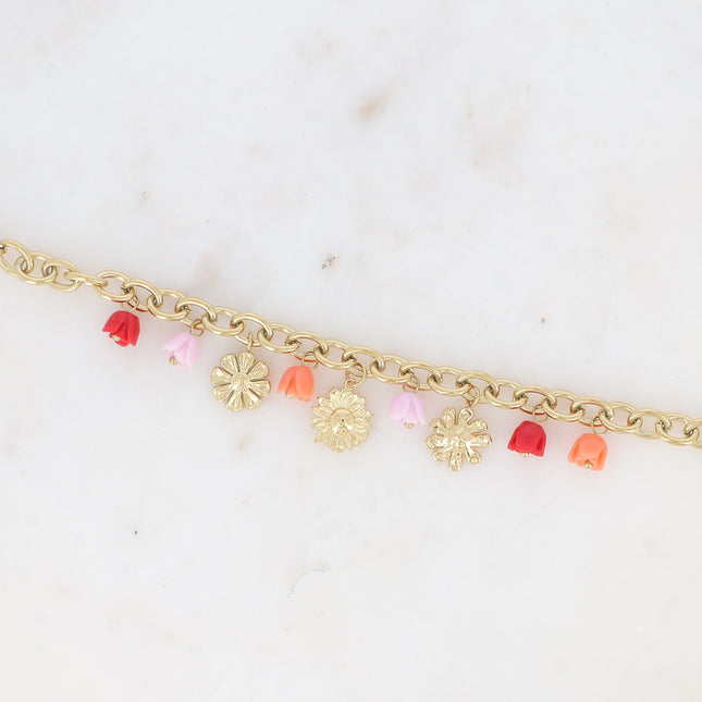 Bracelet - floral rose charms in acetate
