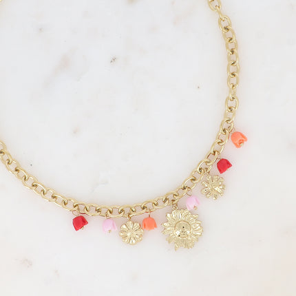 Collier - breloques de roses florales en acétate