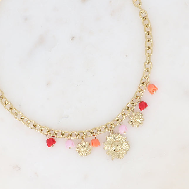 Collier - breloques de roses florales en acétate