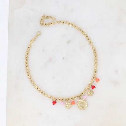 Collier - breloques de roses florales en acétate