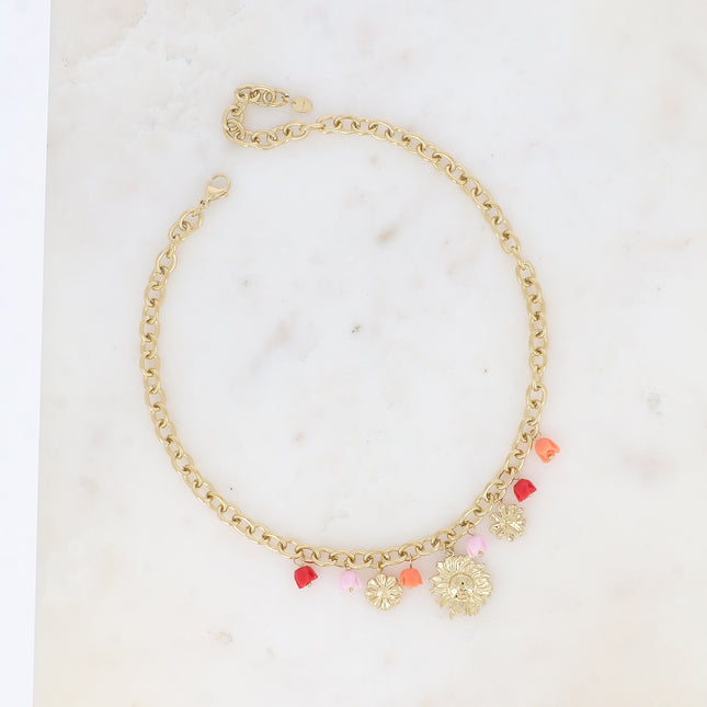 Collier - breloques de roses florales en acétate