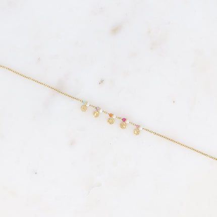 Bracelet Nyxa - pampilles rondes texturées, perles oxydes de zirconium et perles d'eau douce