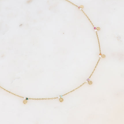 Collier Nyxa - pampilles rondes texturées, perles oxydes de zirconium et perles d'eau douce