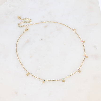 Collier Nyxa - pampilles rondes texturées, perles oxydes de zirconium et perles d'eau douce