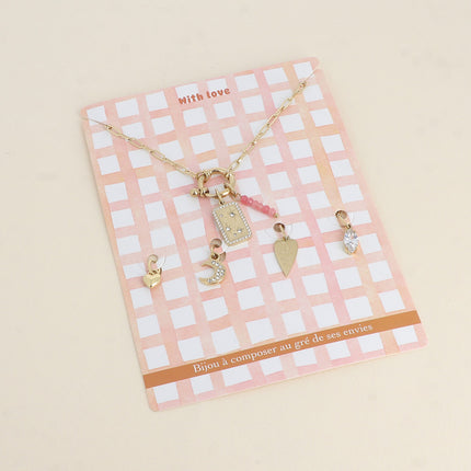 Cartelette WITH LOVE Collier et 6 pendentifs (plaquette d'étoiles avec oxydes de zirconium et pierres naturelles)