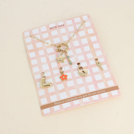 Cartelette WITH LOVE Collier et 6 pendentifs (étoile et pierres naturelles)
