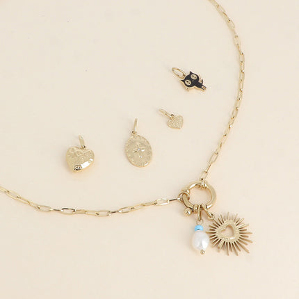 Cartelette WITH LOVE Collier et 6 pendentifs (coeur brillant et perle d'eau douce)