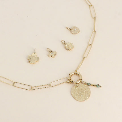 Cartelette WITH LOVE Collier et 6 pendentifs (médaille avec arbre de vie et pierres naturelles)