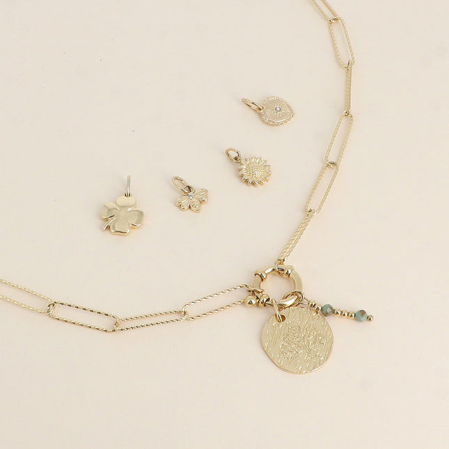 Cartelette WITH LOVE Collier et 6 pendentifs (médaille avec arbre de vie et pierres naturelles)