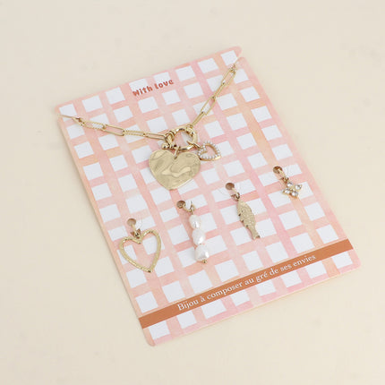 Cartelette WITH LOVE Collier et 6 pendentifs (coeurs)