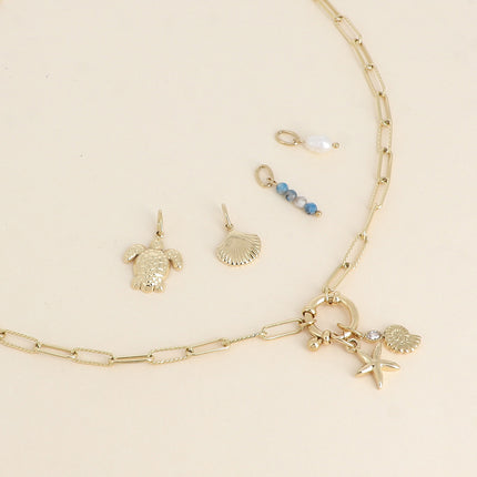 Cartelette SUMMER VIBES Collier et 6 pendentifs (coquillage escargot et étoile de mer)