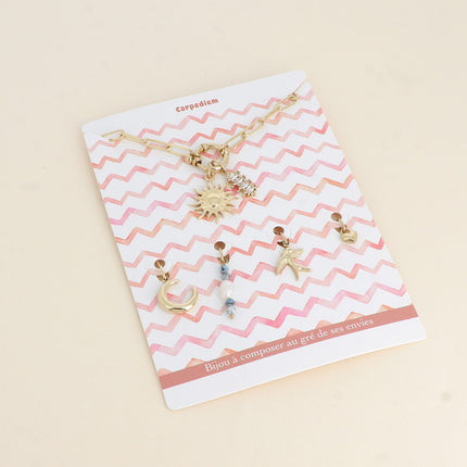 Cartelette CARPEDIEM Collier et 6 pendentifs (soleil et cristaux)