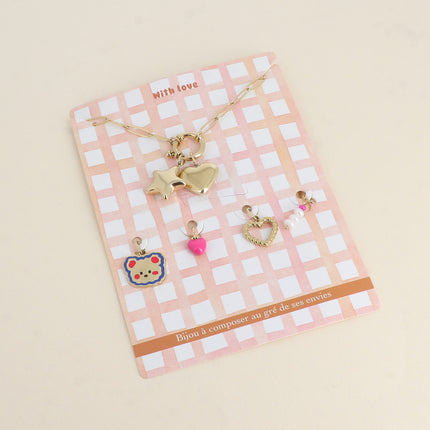 Cartelette WITH LOVE Collier et 6 pendentifs (coeur et étoile)