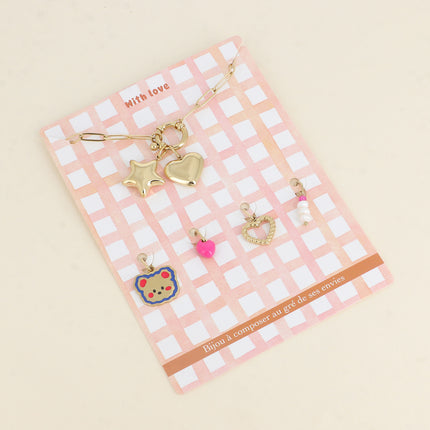 Cartelette WITH LOVE Bracelet et 6 pendentifs (coeur et étoile)