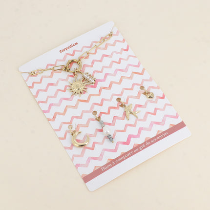 Cartelette CARPEDIEM Bracelet et 6 pendentifs (soleil et cristaux)