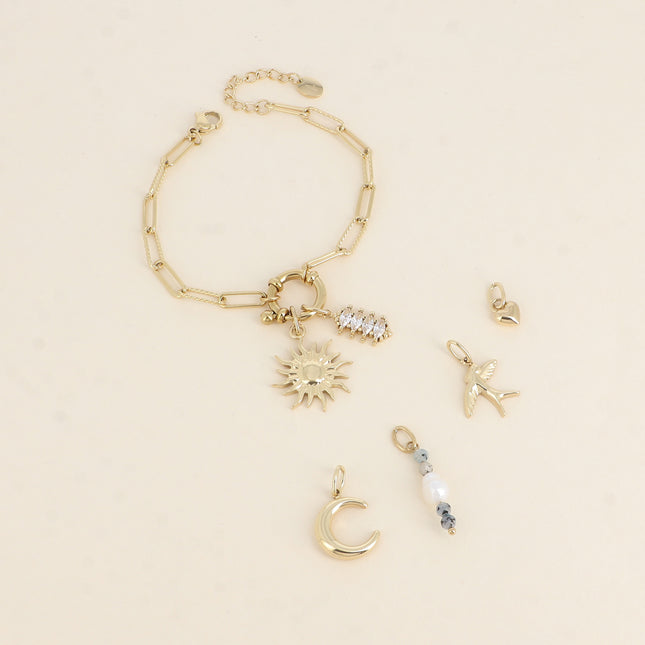 Cartelette CARPEDIEM Bracelet et 6 pendentifs (soleil et cristaux)