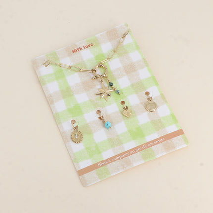 Cartelette WITH LOVE Collier et 6 pendentifs (étoile et pierres naturelles)