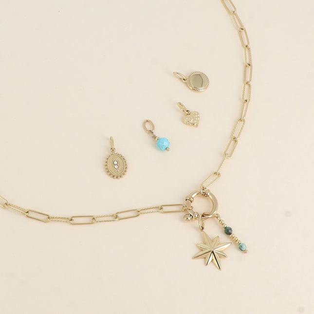 Cartelette WITH LOVE Collier et 6 pendentifs (étoile et pierres naturelles)