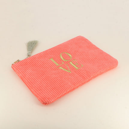Pouch - LOVE - corduroy - 20 x 14 cm