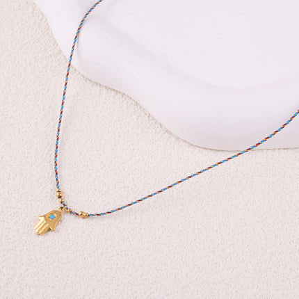Collier sur fil Thalassa - pendentif main avec oxyde de zirconium