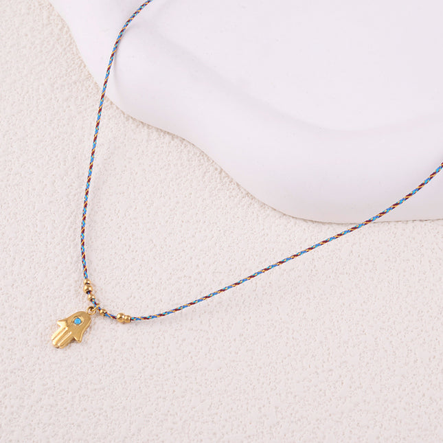 Collier sur fil Thalassa - pendentif main avec oxyde de zirconium