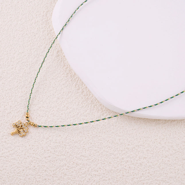 Collier sur fil Naïa - arbre de vie avec oxydes de zirconium