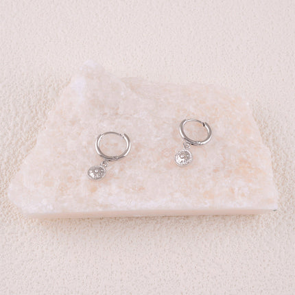 Hoop earrings - round medallion, star and zirconium oxides
