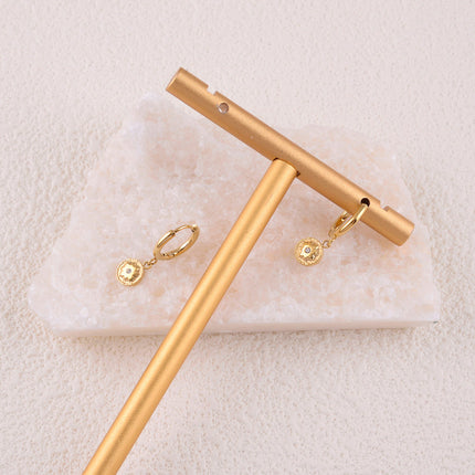 Hoop earrings - round medallion, star and zirconium oxides