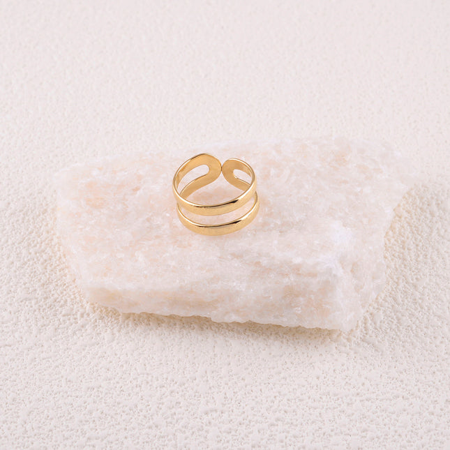 Ring - 2 bands with a matte brushed effect