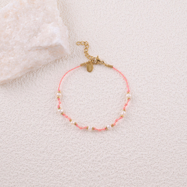Bracelet Mangora - cordon et perles d'eau douce