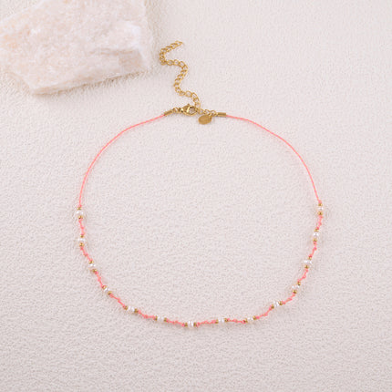 Collier ras de cou Mangora - cordon et perles d'eau douce