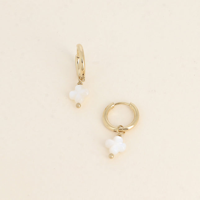 Créoles - pendentif trèfle nacré