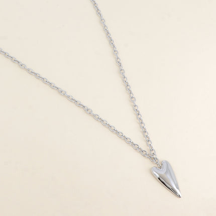 Sautoir - maille épaisse, pendentif coeur allongé et plat