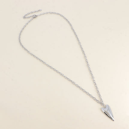 Sautoir - maille épaisse, pendentif coeur allongé et plat