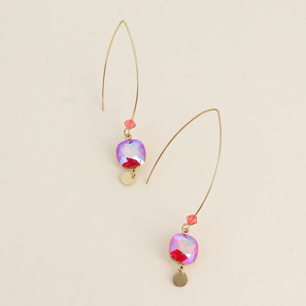 Boucles pendantes Aléa - cristaux 10 mm et toupie
