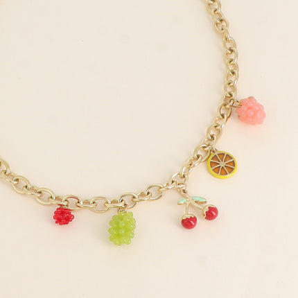 Collier Elvyna - panier de fruits (cerise, citron, raisins, framboise)