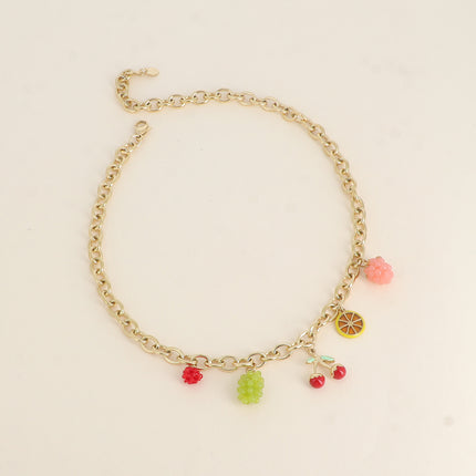 Collier Elvyna - panier de fruits (cerise, citron, raisins, framboise)