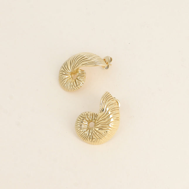 Alina stud earrings - textured seashell pattern