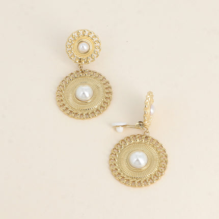 Boucles clips pendantes - 2 pièces graphiques et boules de résine blanche