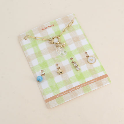 Cartelette WITH LOVE Bracelet et 6 pendentifs (ourson et noeud papillon)
