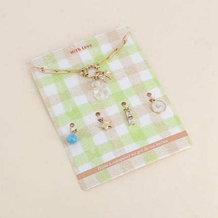 Cartelette WITH LOVE Collier et 6 pendentifs (ourson et noeud papillon)