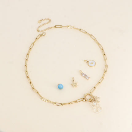 Cartelette WITH LOVE Collier et 6 pendentifs (ourson et noeud papillon)