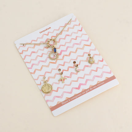 Cartelette CARPEDIEM Collier et 6 pendentifs (soleil et cristaux)